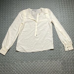 Jennifer Lopez Women's See Through Cream Long Sleeve Blouse‎ Size XS